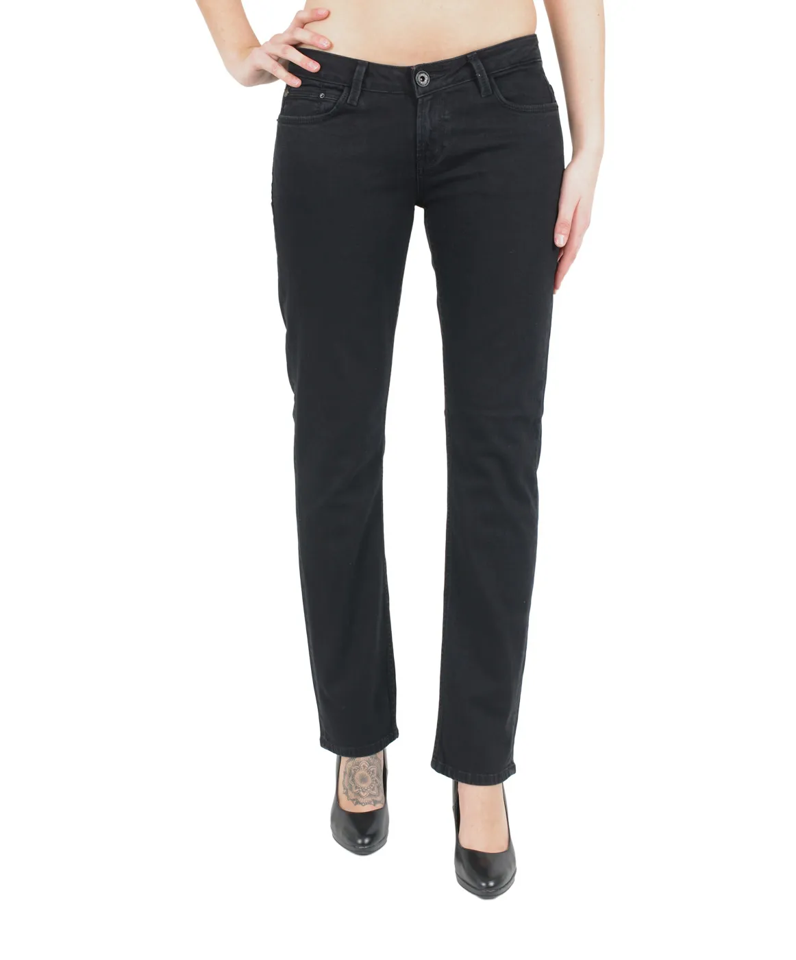 Garcia Straight Leg Jeans Riva in Black Stone
