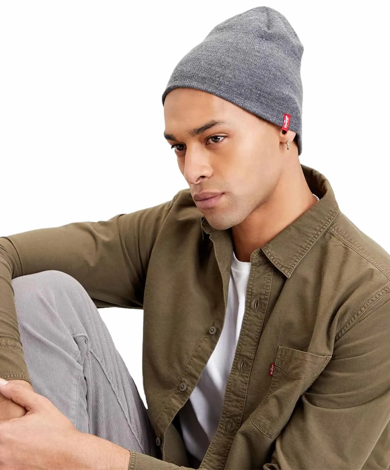 Levis Mütze aus Strick Otis Beanie mit Logo in Grau