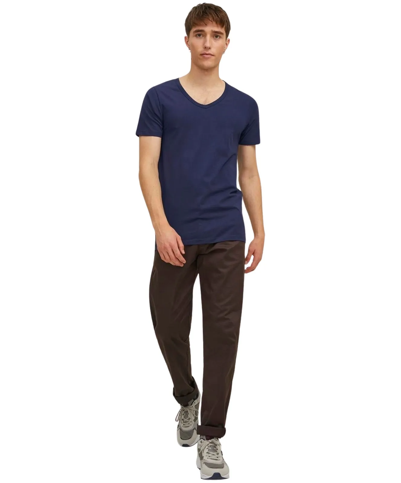 Jack & Jones T-Shirt Basic V-Neck in Navy Blue