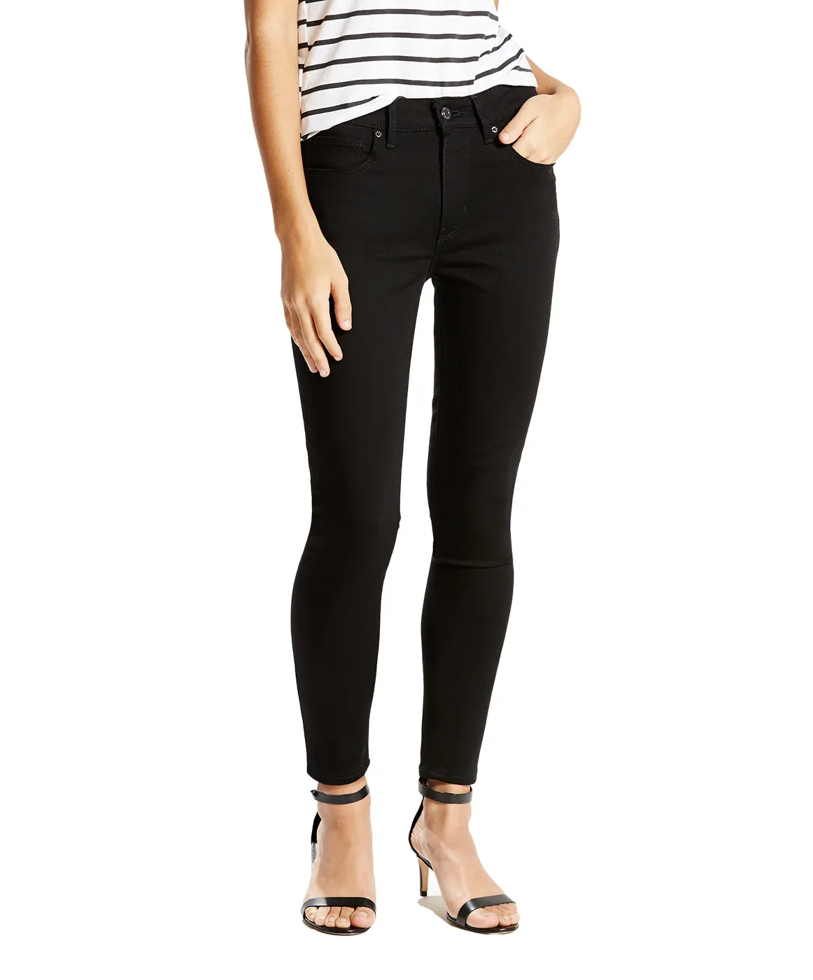 Levis High Waisted Jeans 721 High Rise Skinny in Black Sheep