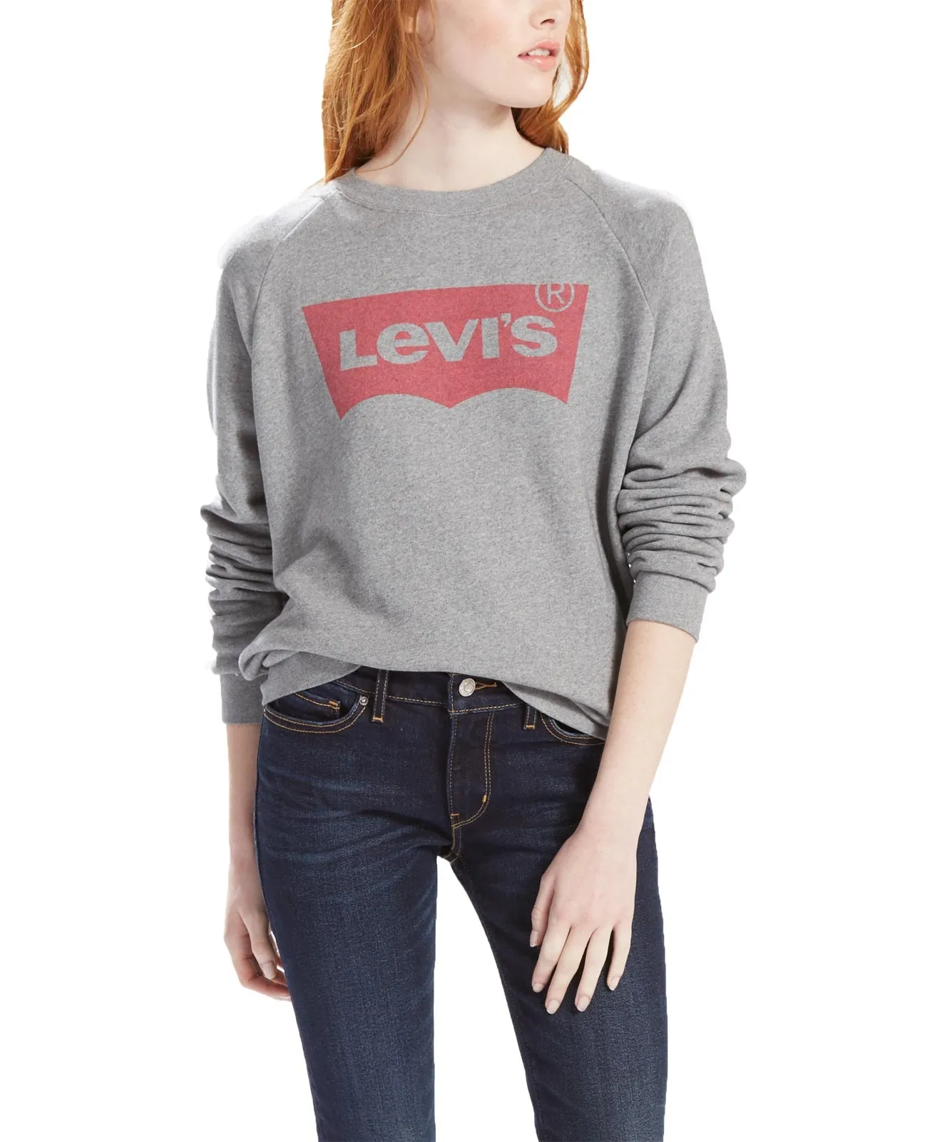 Levis Sweatshirt Regular Fit Relaxed Crewneck in Fleece Batwing Smokestack