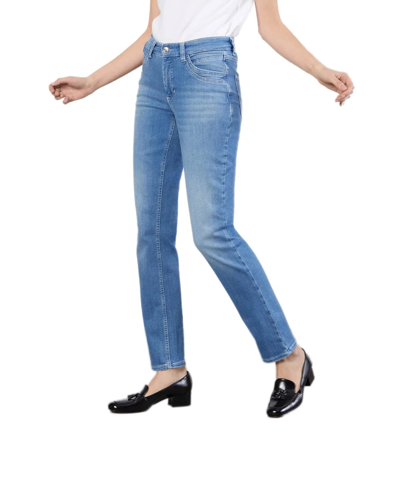 MAC Straight Leg Jeans Melanie New in Light Blue Authentic Wash
