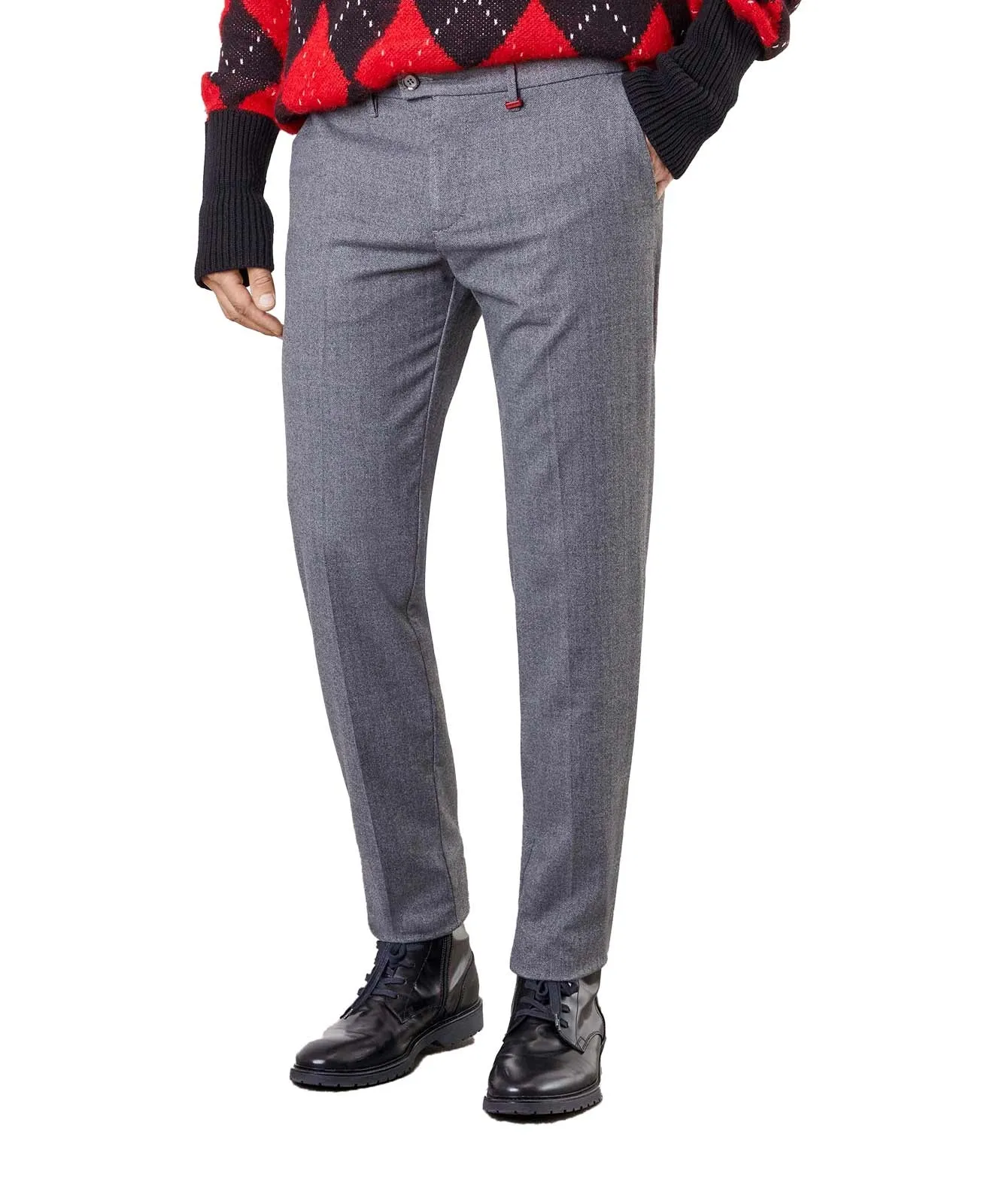 MAC Chino Hose Lennox in Steel Blue Herringbone