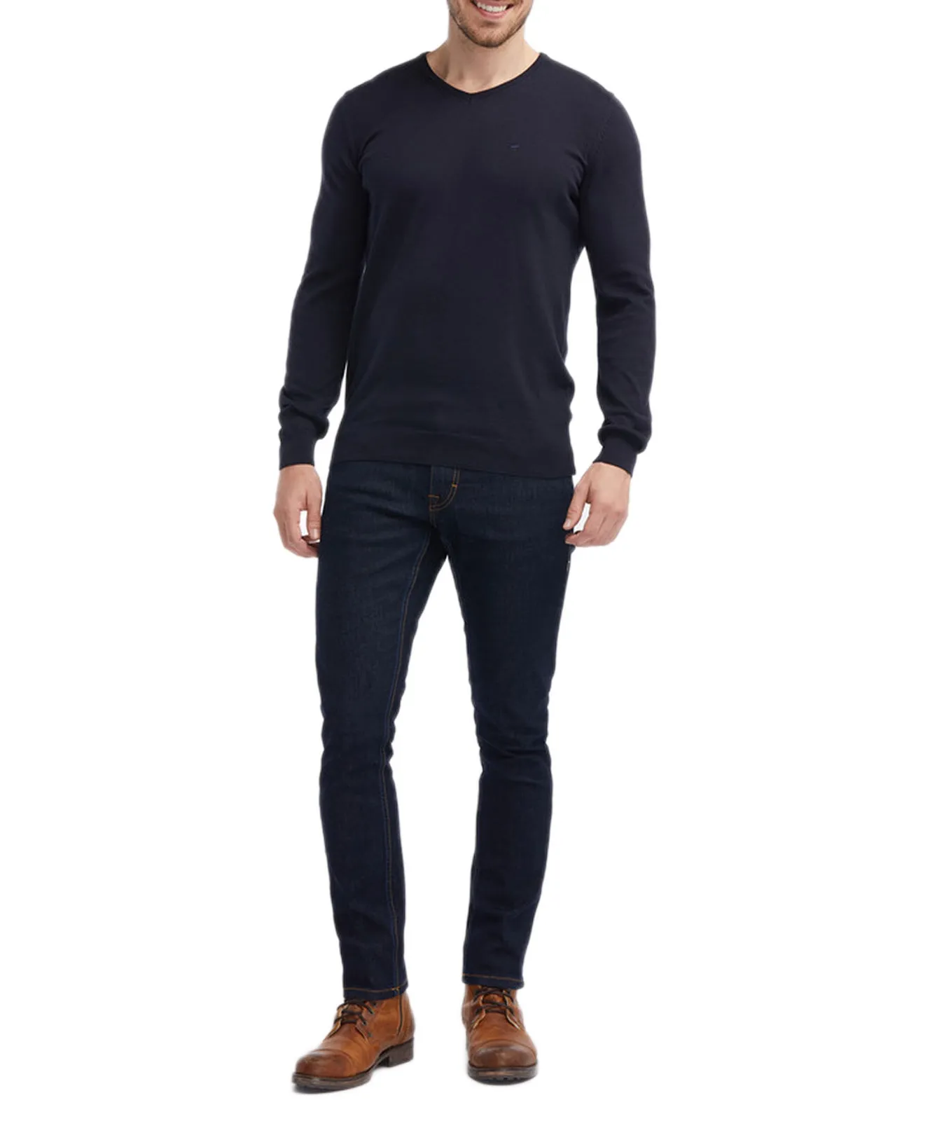 Mustang Strickpullover Regular Fit Basic V-Neck Jumper in Dark Sapphire