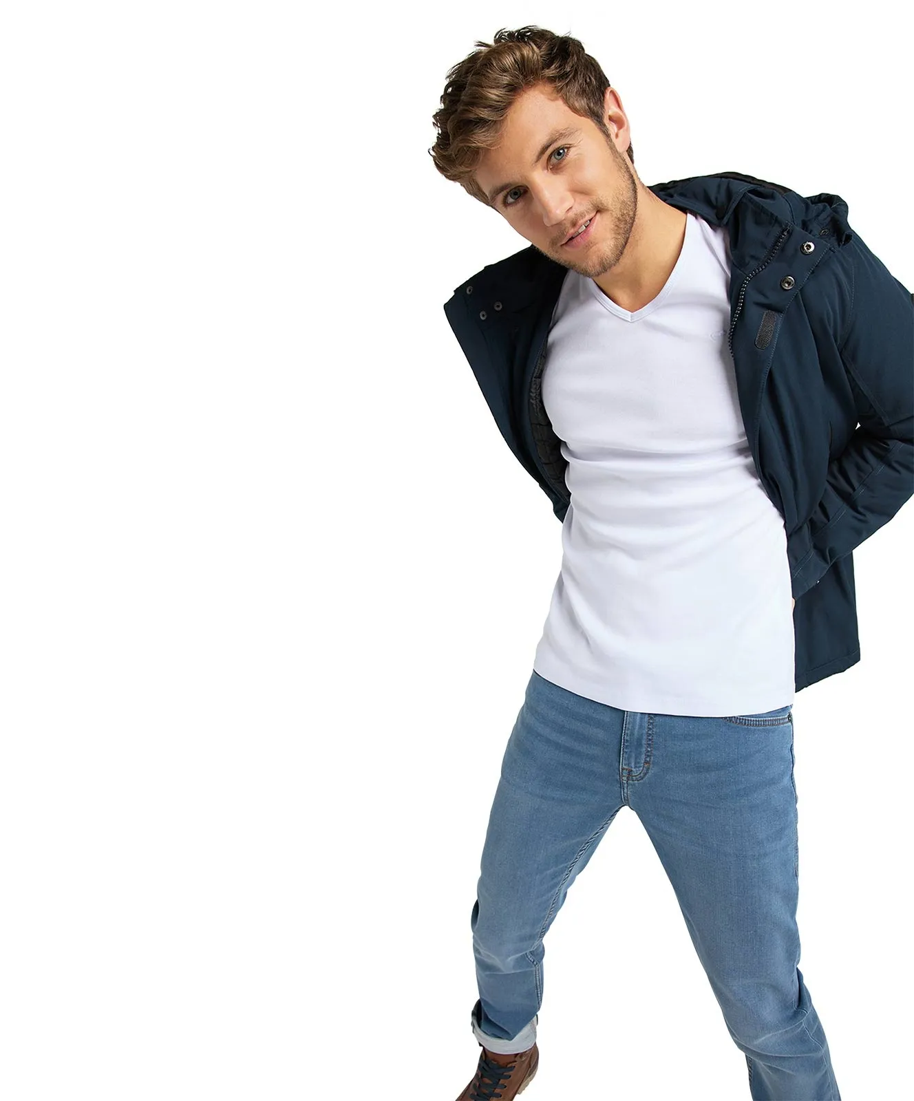 Mustang T-Shirt Slim Fit Aaron V Basic in White