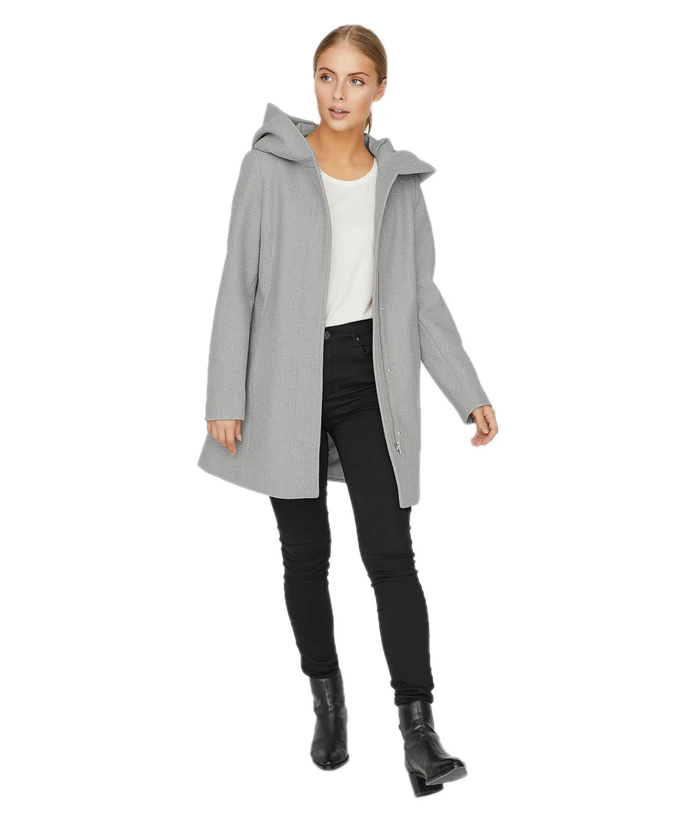 Vero Moda Mantel Dafnedora in Light Grey Melange