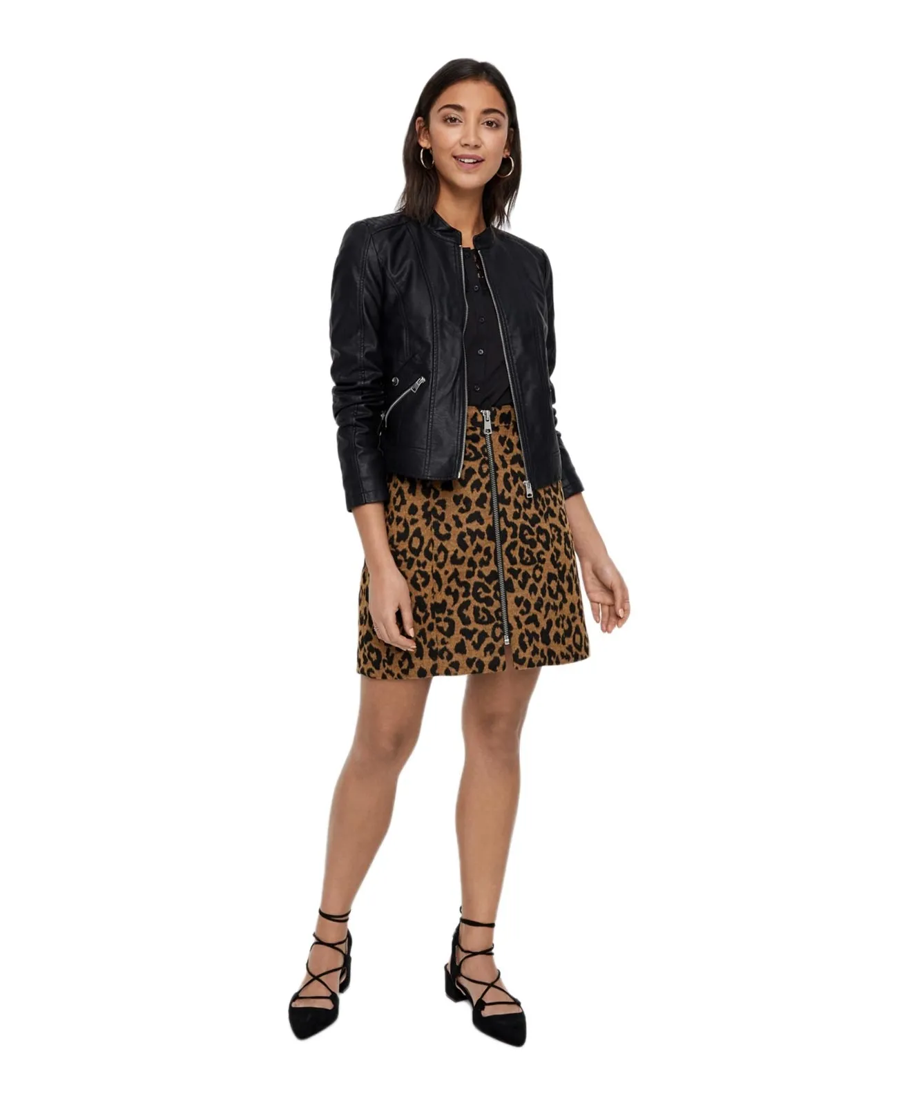 Vero Moda Lederjacke Slim Fit Khloe Favo Faux in Black