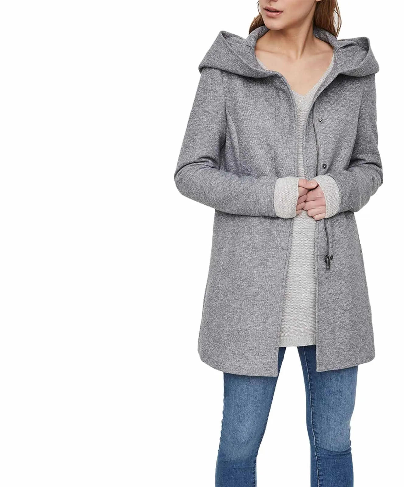 Vero Moda Mantel Slim Fit Dona in Light Grey Melange