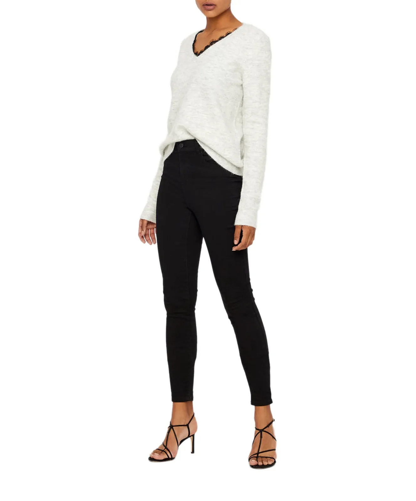 Vero Moda Strickpullover Regular Fit Iva in Light Grey Melange