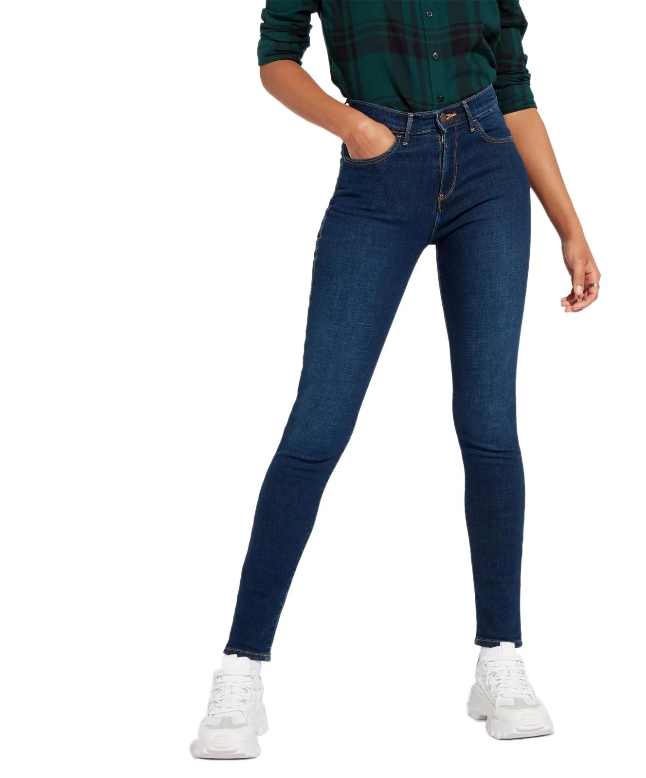 Wrangler High Waisted Jeans High Rise Skinny in Night Blue
