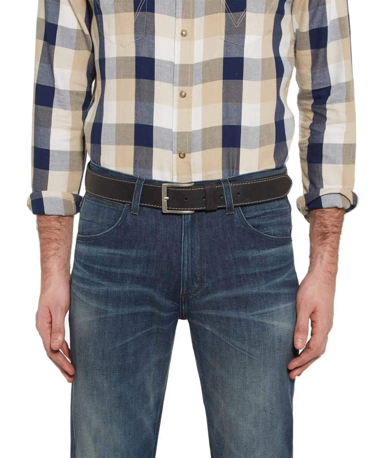 Wrangler Ledergürtel Herren Gürtel Basic Stitched in Black