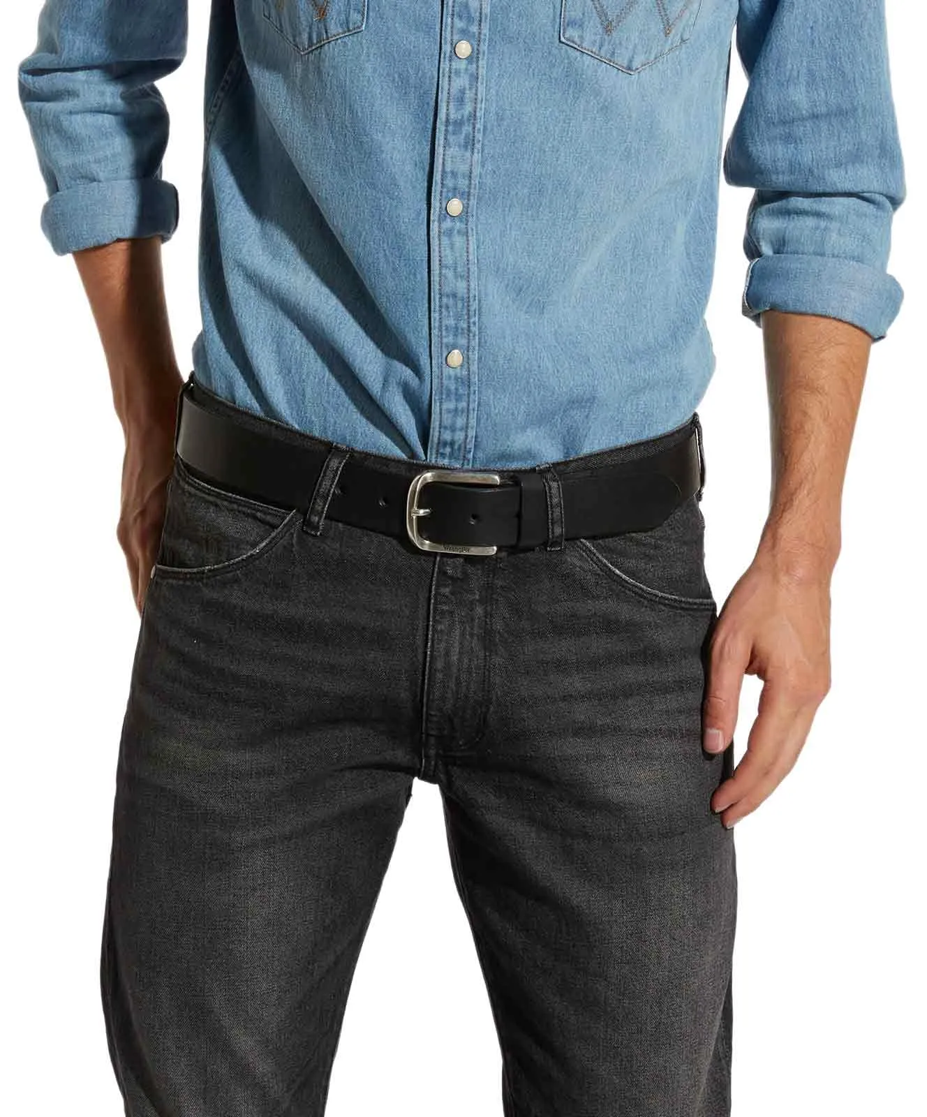 Wrangler Herren Ledergürtel Easy in Schwarz