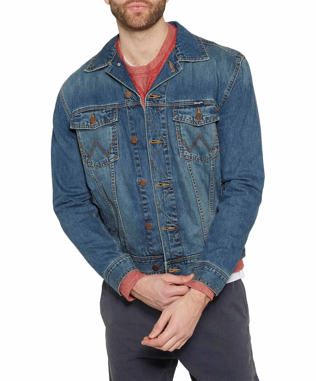 Wrangler Jeansjacke Regular Fit Classic Jacket in Mid Stone