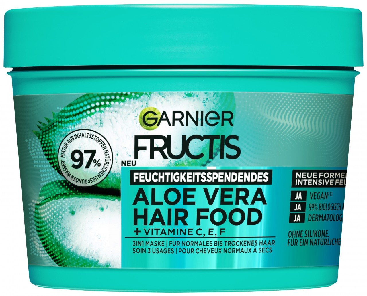 Fructis - Feuchtigkeitsspendes Aloe Vera Hair Food 3in1 Maske für normales bis trockenes Haar
