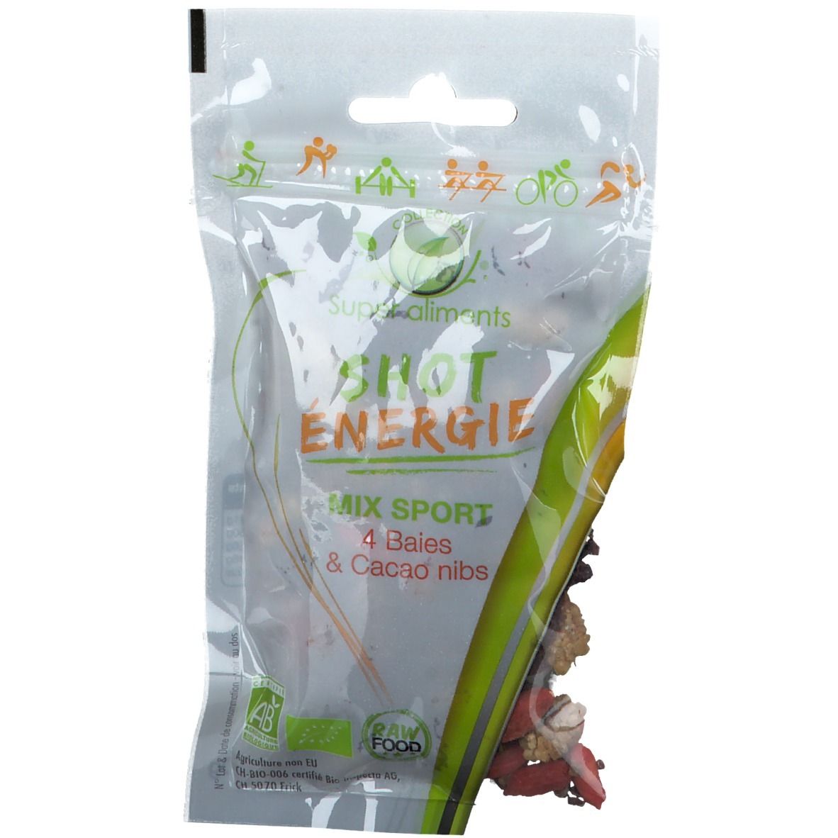 Super aliments Shot Energie Mix Sport 4 Beeren & Cacao Nibs