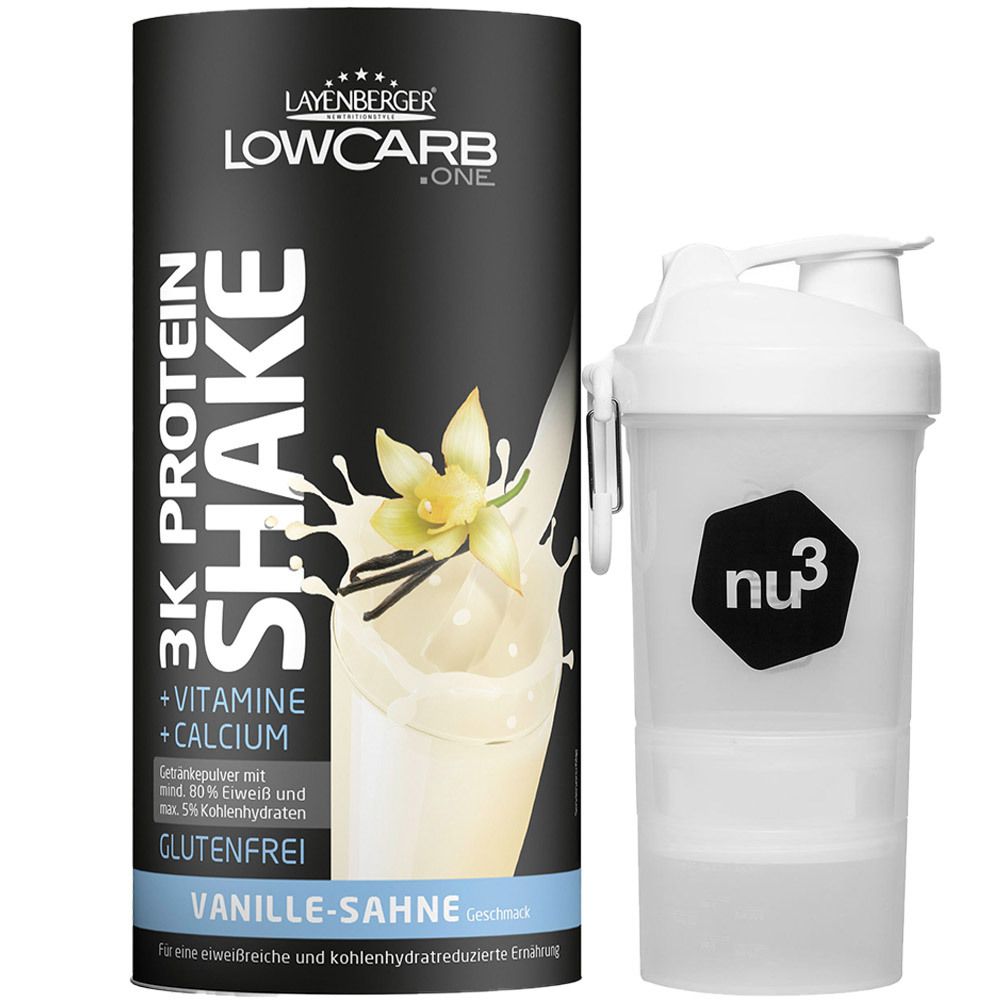 LAYENBERGER® LowCarb.one 3K Protein-Shake Vanille + nu3 SmartShake Shaker