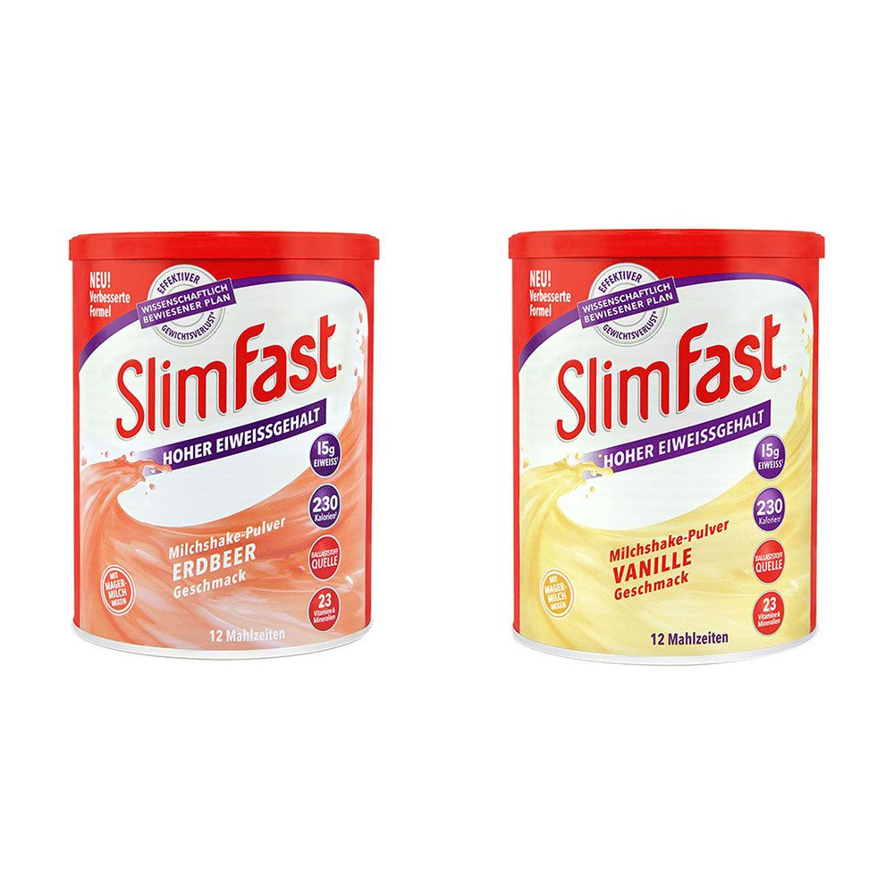 Slim Fast Milchshake Pulver Erdbeere + Slim Fast Milkshake Pulver Vanille