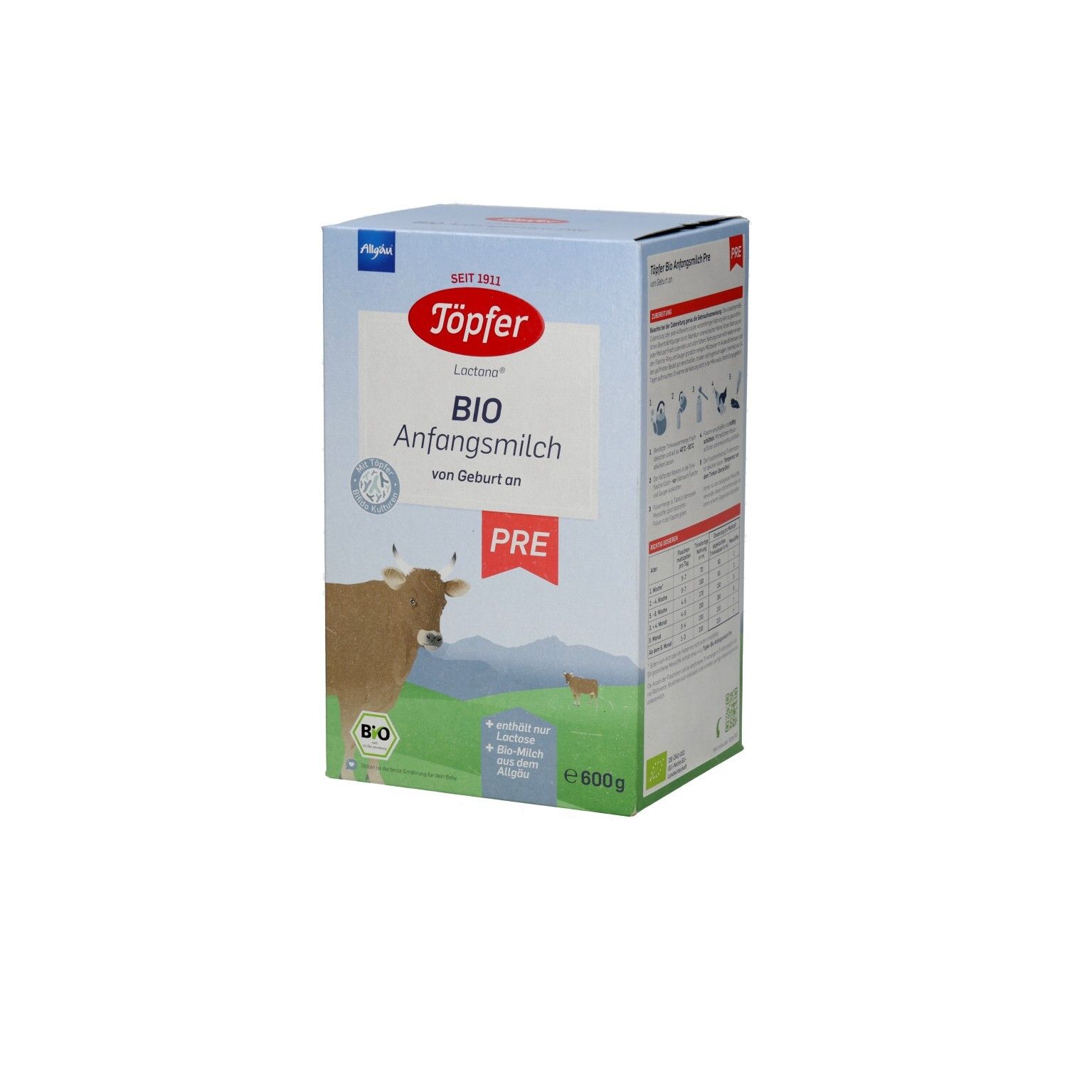 Töpfer Lactana Bio Pre Anfangsmilch von Geburt an