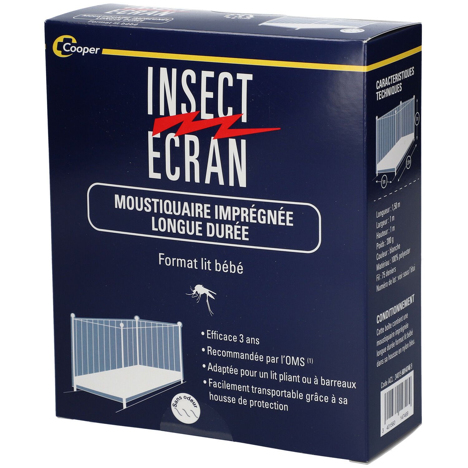 INSECT ECRAN Imprägniertes Moskitonetz Baby