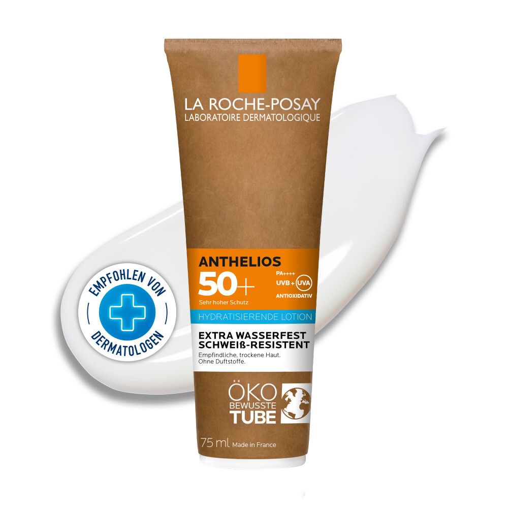 La Roche Posay Anthelios Hydratisierende Milch LSF 50+: Sonnenmilch in der Tube mit Pappe mit hohem Breitbandschutz für empfindliche und trockene Haut