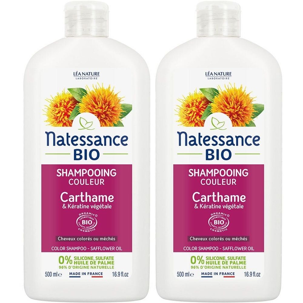 Natessance Bio Color Shampoo Färberdistel und pflanzliches Keratin Coloriertes Haar