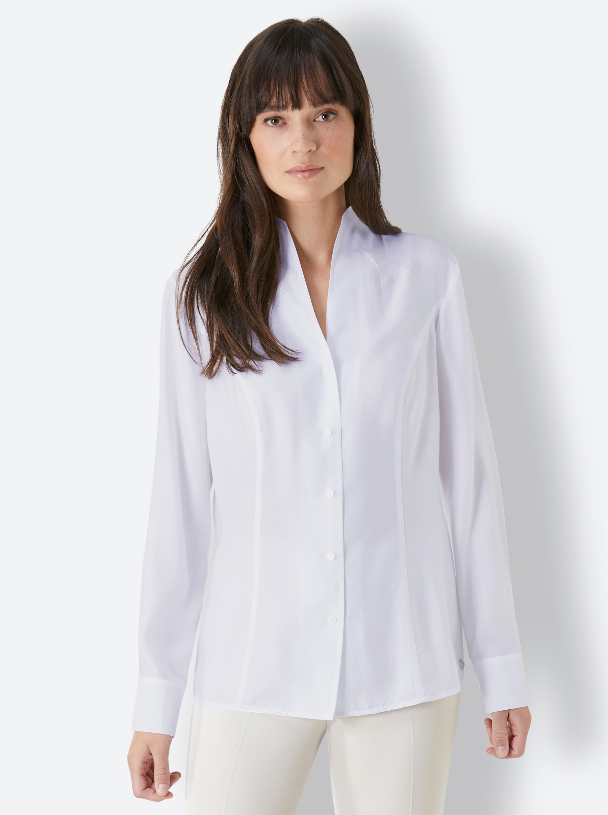 Viskose-Seiden-Bluse in weiss von Creation L Premium