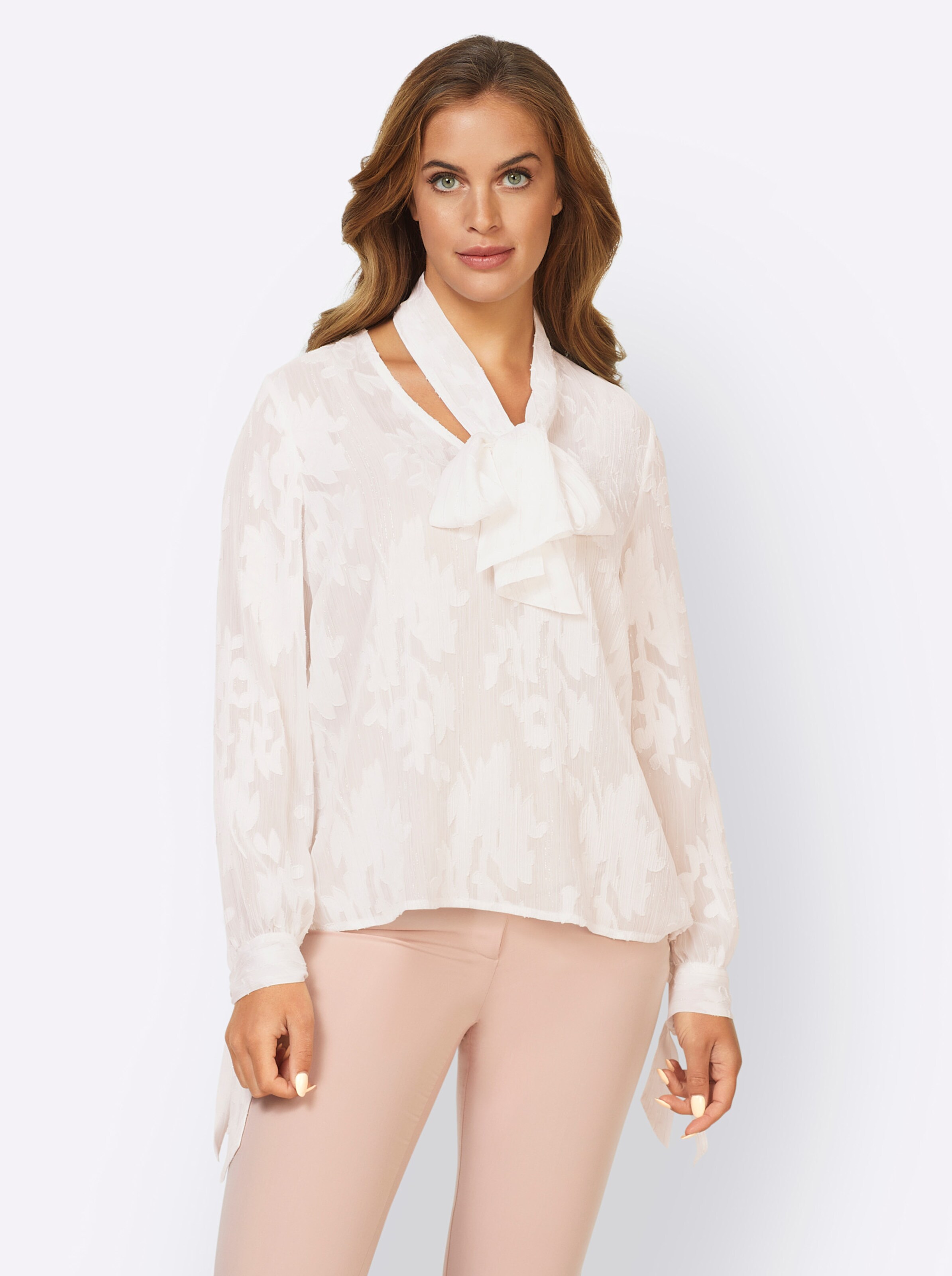 Bluse in ecru-gemustert von heine