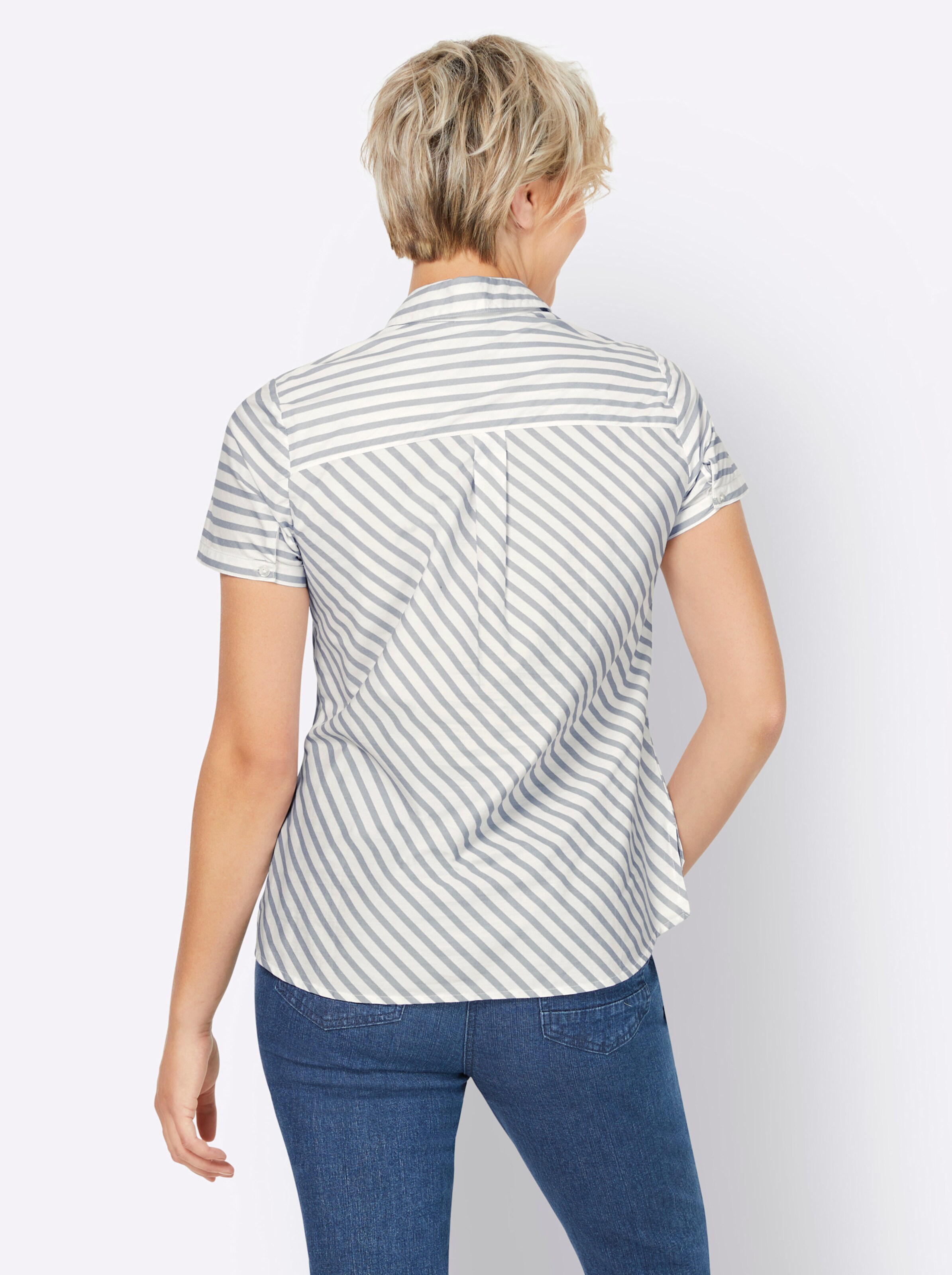 Bluse in bleu-ecru-gestreift von heine