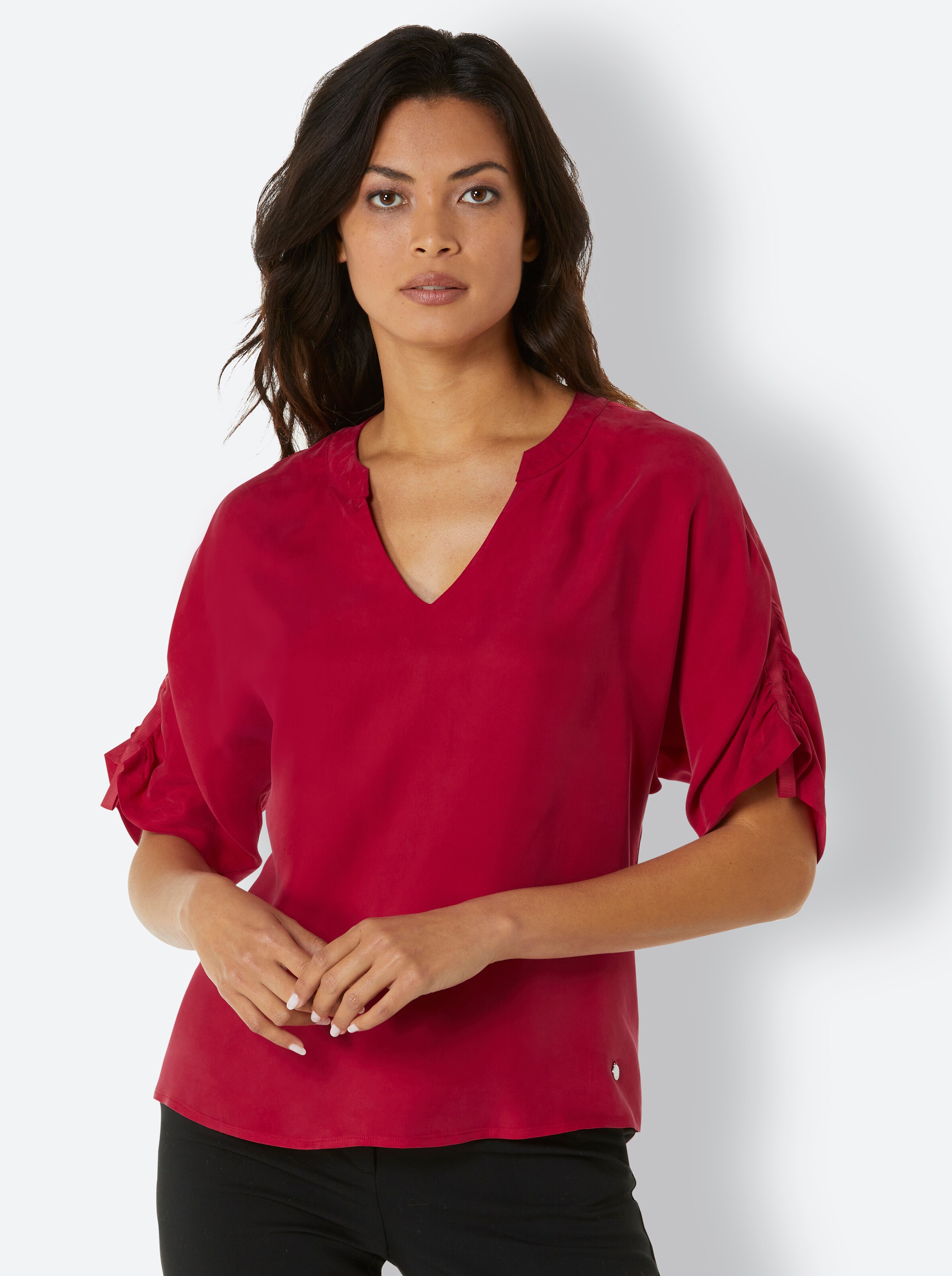 Cupro-Viskose-Bluse in rot von Creation L Premium