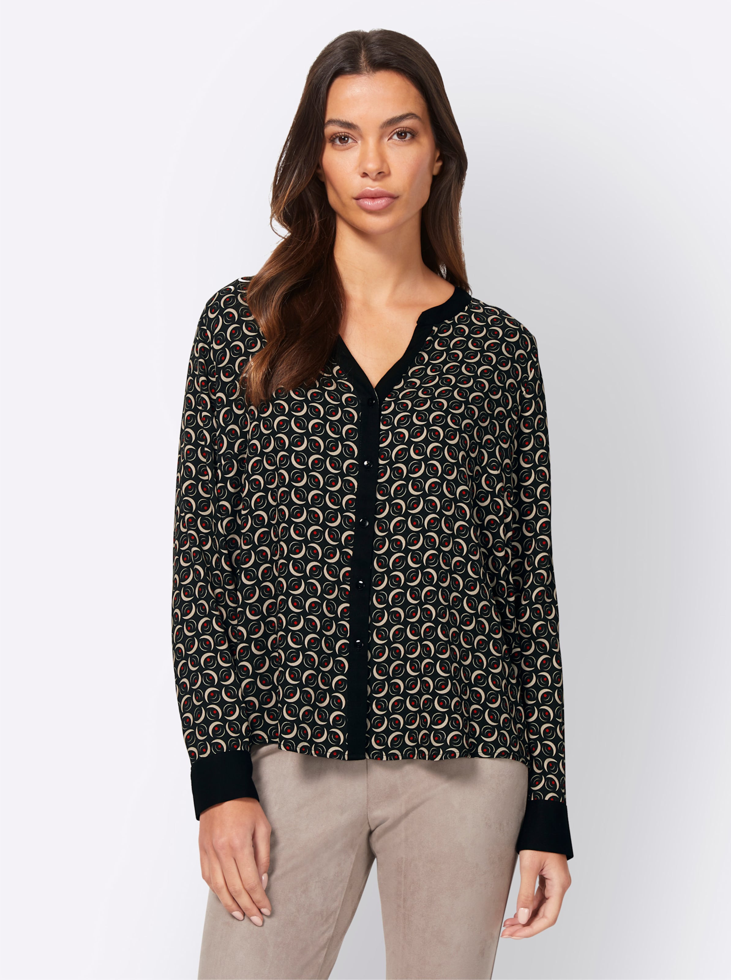 Bluse in schwarz-rot-gemustert von heine