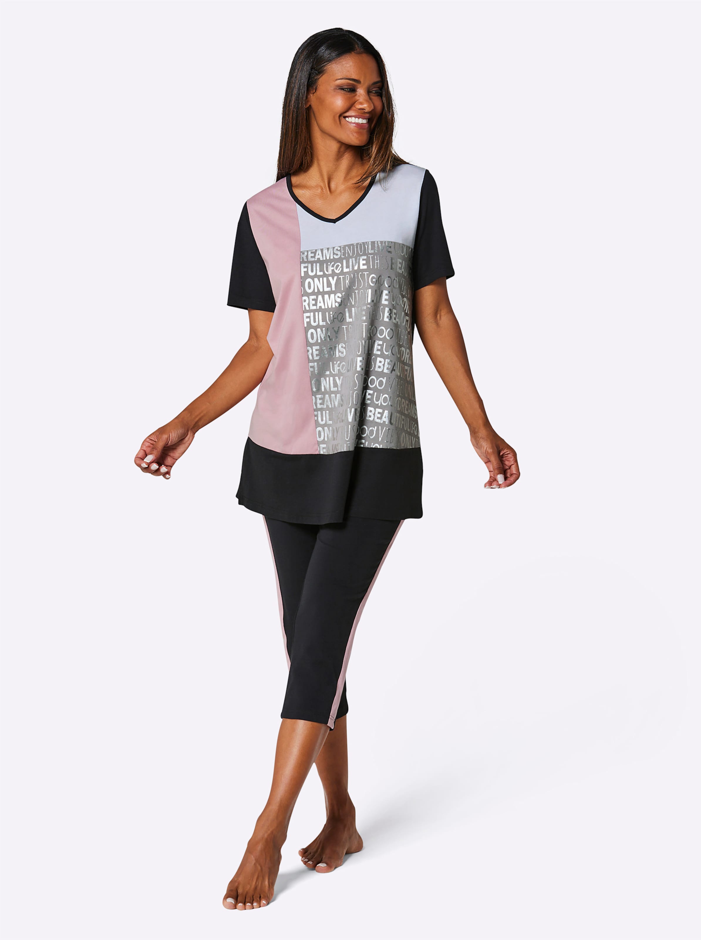 Capri-Anzug in schwarz-hortensie von wäschepur