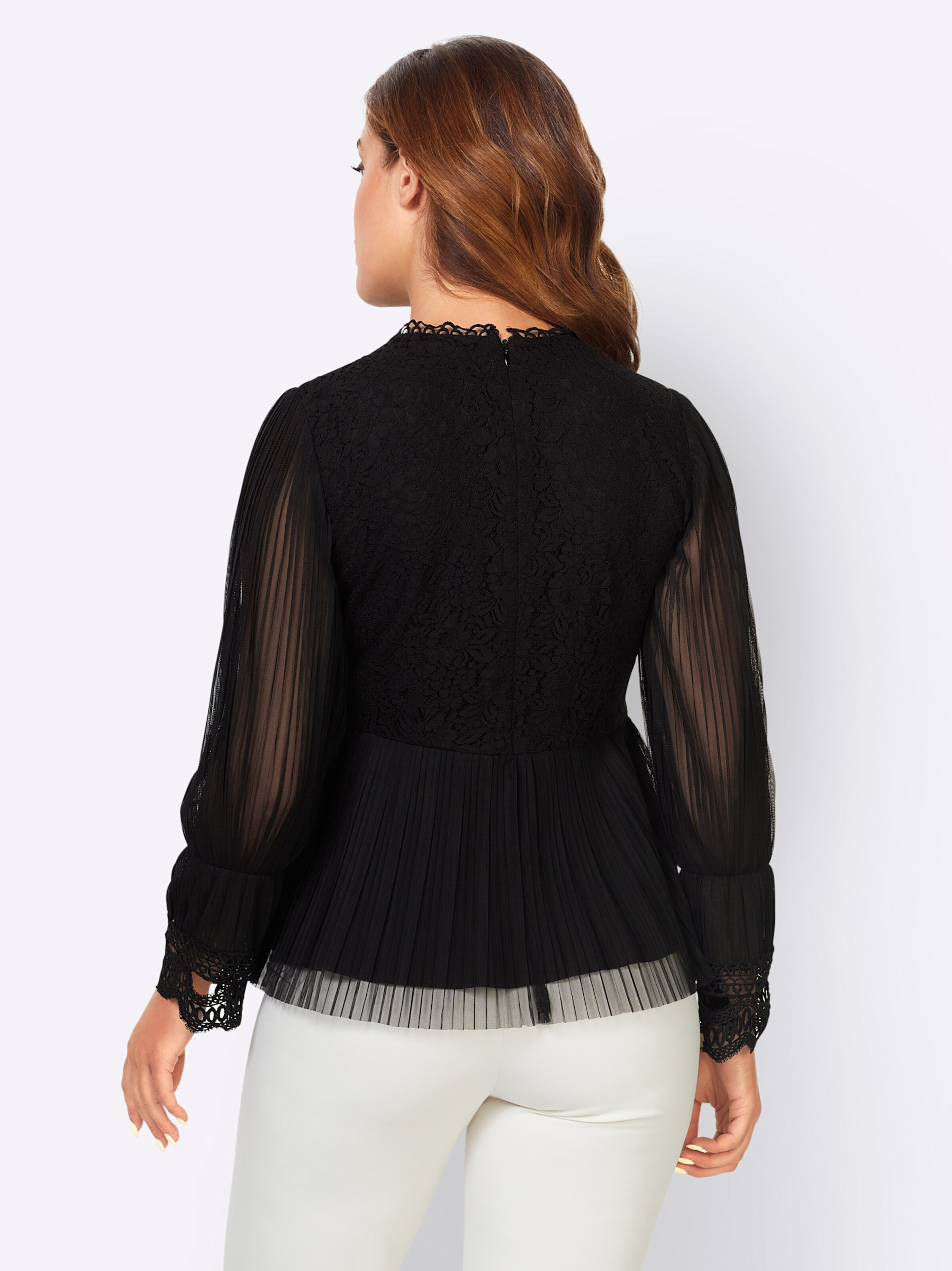 Spitzen-Bluse in schwarz von heine