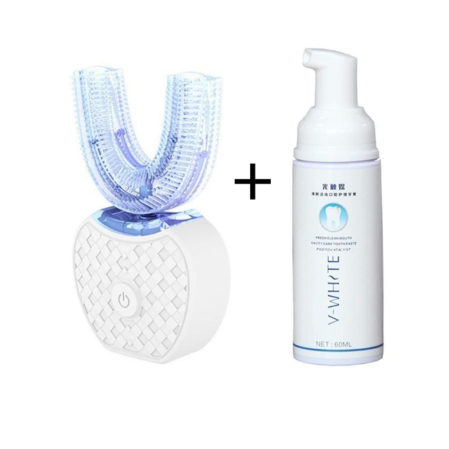 Original V White 360 Grad Ultraschall Zahnbürste 2in1 + Zahnschaum Set