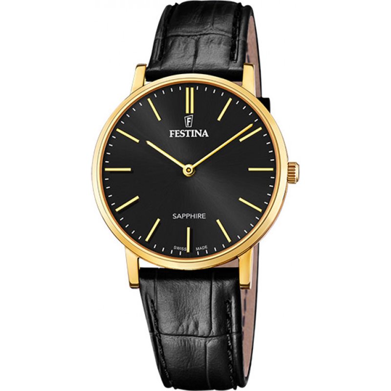 Festina Swiss Made F20016/3 Sapphire, Schwarzgold Herrenuhr