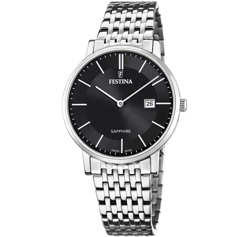 Festina Swiss Made F20018/3 Sapphire, schwarzfarbene Herrenuhr