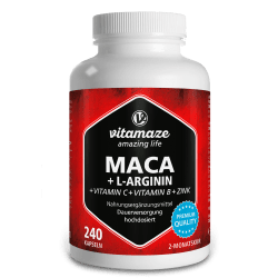 Maca 4000mg + L-Arginin + Vitamine + Zink (240 Kapseln)