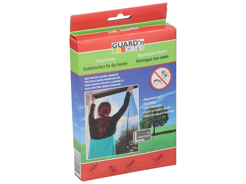Moskitonetz für Fenster MOUSTIQUAIRE 111x221cm kleiderstangegriff durchsichtig schwarz