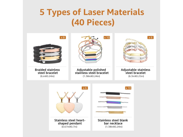 Laserpecker, Zubehör Do it und Garten, Laserpecker Metallhalskette & Armband Paket 40 Stk. Zubehör Do it und Garten, Produkte & Wohnen