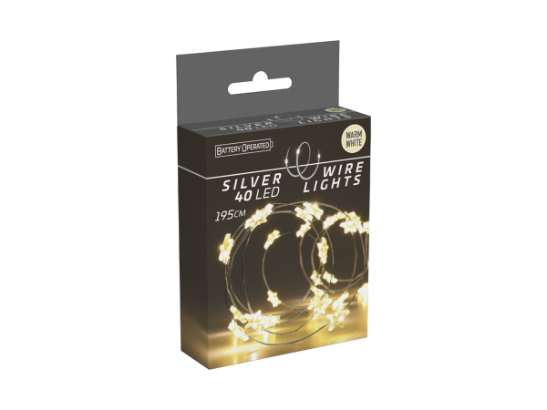 FS-STAR, Unsere Neuheiten, FS-STAR LED Lichterkette micro LED 40 warm-weiss mit Sternen Silberdraht, Produkte & Wohnen