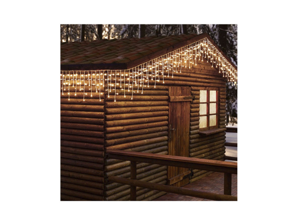 Ekström, Unsere Neuheiten, Ekström LED Lichtervorhang Outdoor 'Icicle' 360 LED mit 72 Strängen 1000x52cm, warm weiss, Produkte & Wohnen
