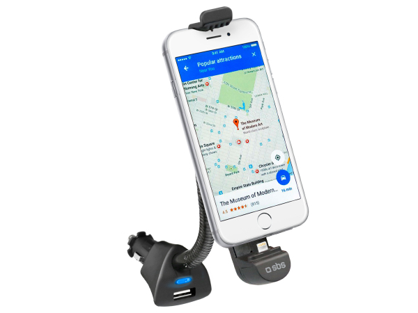 SBS, Auto, Autohalterung mit Blitzlicht-Anschluss und USB-Port für iPhone bis 5,5', Produkte & Wohnen