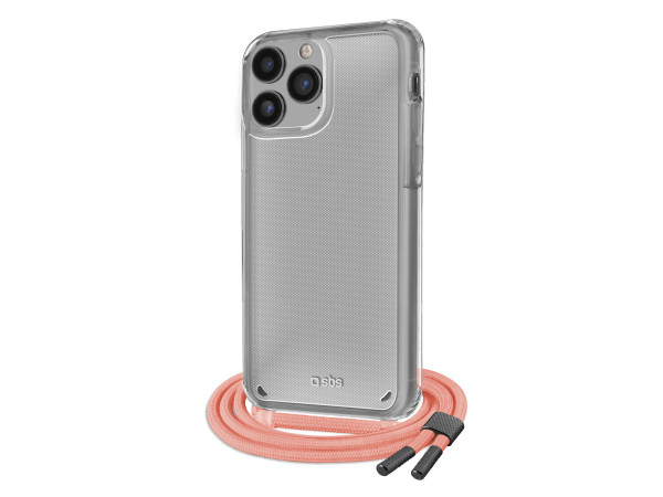 SBS, Kompatibles kabelloses Laden, Transparente Hülle mit farbigem Umhängeband für das iPhone 14 Pro, Produkte & Wohnen