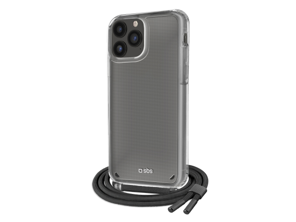 SBS, Kompatibles kabelloses Laden, Transparente Hülle mit farbigem Umhängeband für das iPhone 14 Pro Max, Produkte & Wohnen