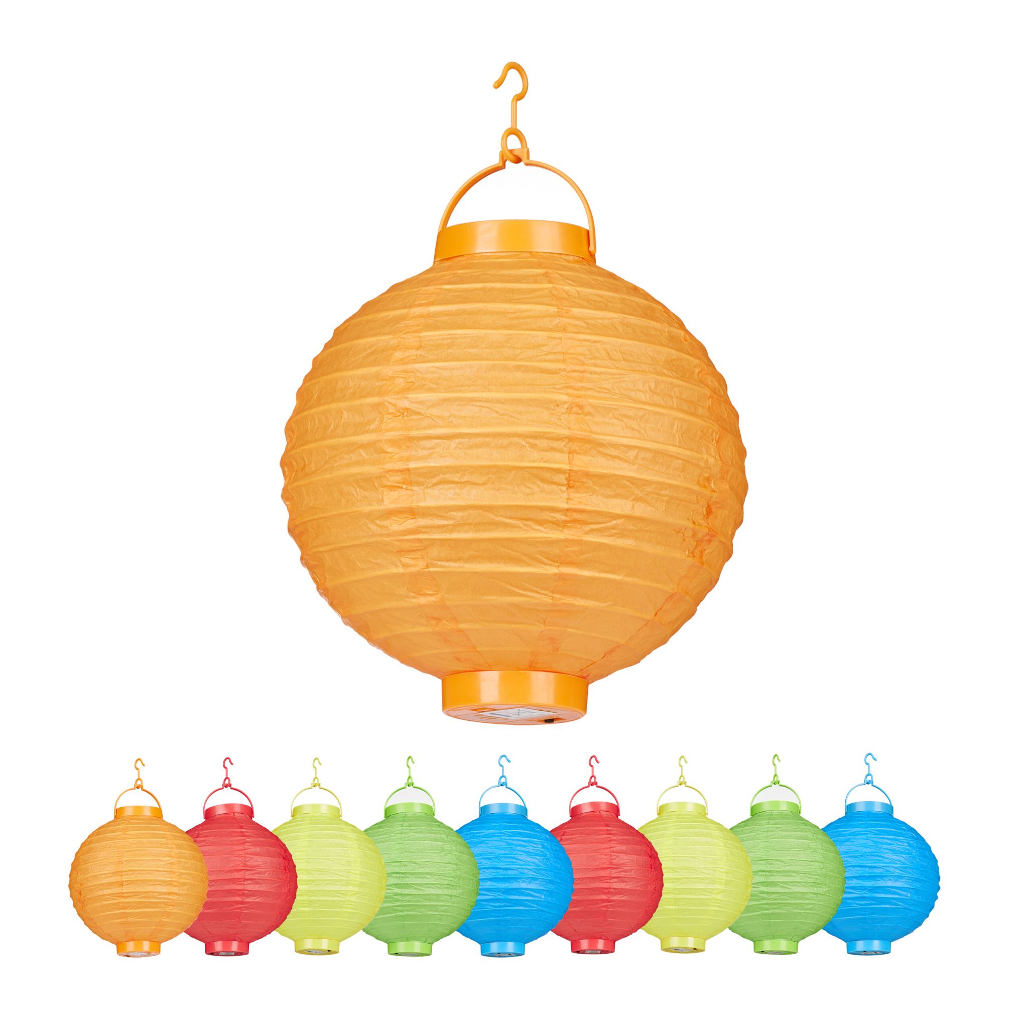 LED Lampions bunt 10 Stück Gelb-Grün-Orange
