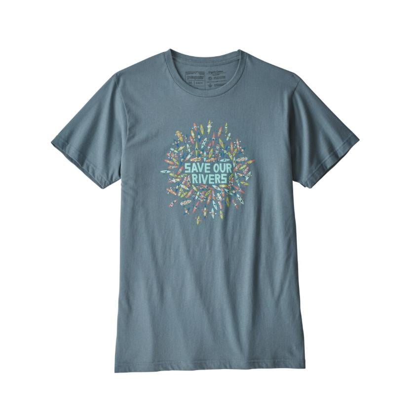 Patagonia Men's Save Our Rivers Feather Grey Organic T-Shirt - T-Shirt