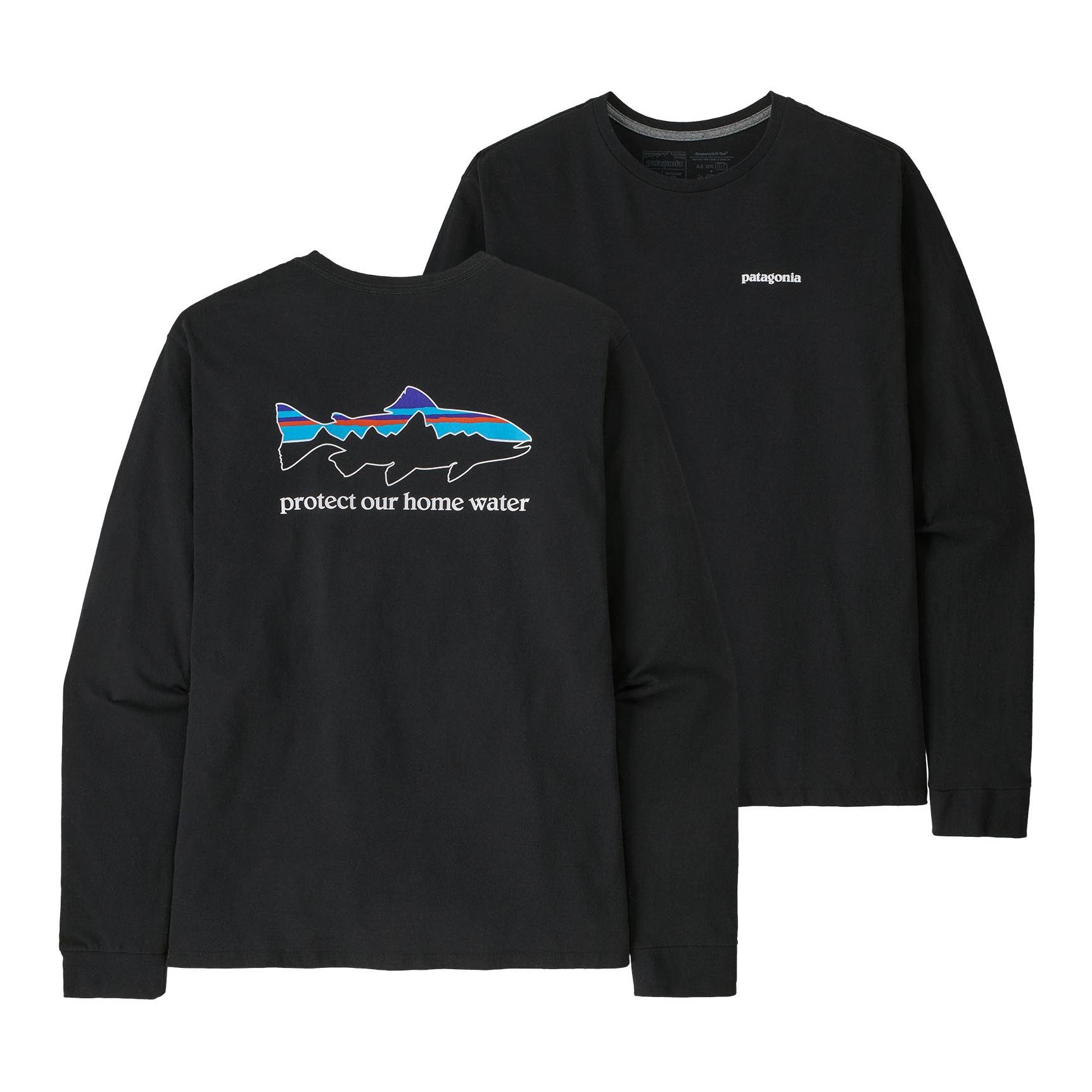 Patagonia M's L/S Home Water Trout Responsibili-Tee - Langarmshirt - Black -