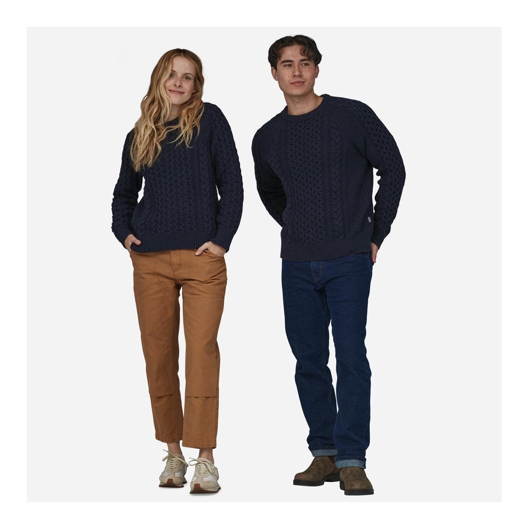 Patagonia Recycled Wool-Blend Cable Knit Crewneck Sweater - Pullover - Hex Grey -