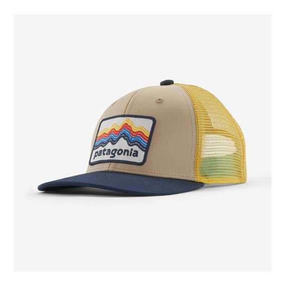 Patagonia Kid's Trucker Hat - Cap - Ridge Rise Stripe: Oar Tan -