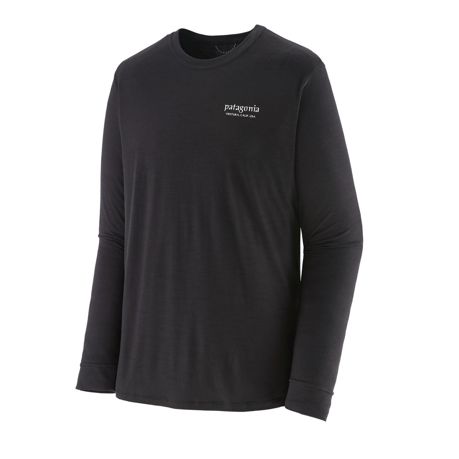 Patagonia M's L/S Cap Cool Merino Graphic Shirt - T-Shirt - Heritage Header: Black -