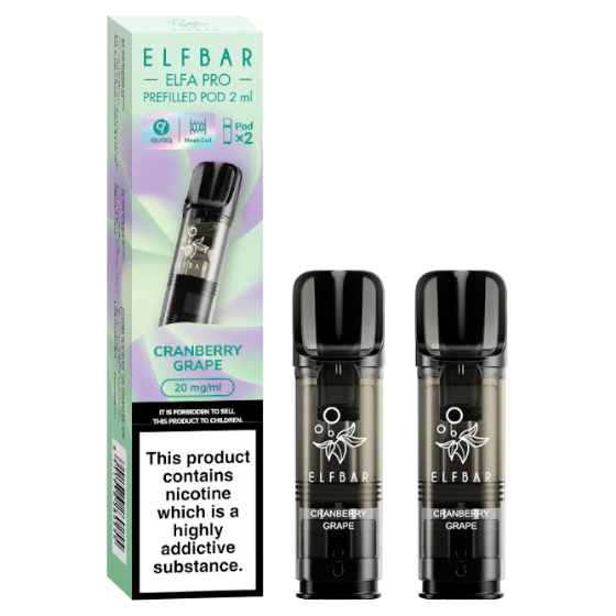 ELFBAR ~ Elfa Pro - 2 x 2ml Pods (20mg) ~ Cranberry Grape